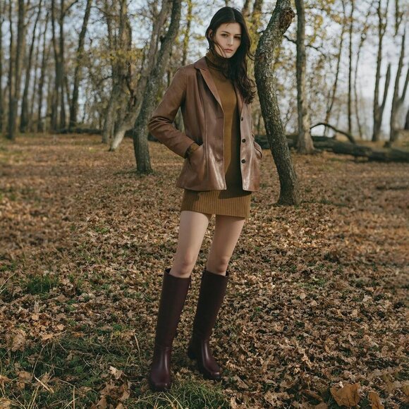 Knee High Boots for Women 2025 Low Heel Square Toe Flat Boots with Side Full Zip - Picture 5 of 6